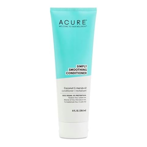 Acure Simply Smoothing Conditioner - & Marula Oil | 100% Vegan | Performance Driven Hair Care | Smooths & Reduces Frizz | White/Blue, Coconut Water, 8 Fl.Oz Cover