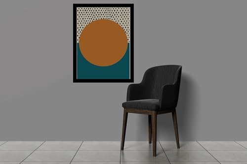 Image of BLINKART Vintage Bauhaus Retro Geometric Aesthetic Poster Gallery | Colorful Wrap Framed For Home Office Studio Living Room Modern Art Studio Decoration Abstract Shapes | (d141) | 13x10 Inch
