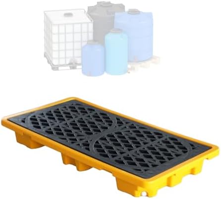 Modular Spill Containment Pallet, Stackable Large Capacity Tray with Drain Outlet for Industrial Leak Control,25.8x14.2x4.7in