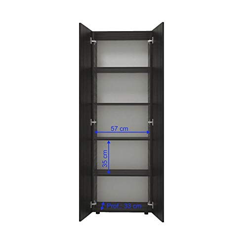 Armário Multiuso Curitiba 2 Portas e 5 Nichos - Preto