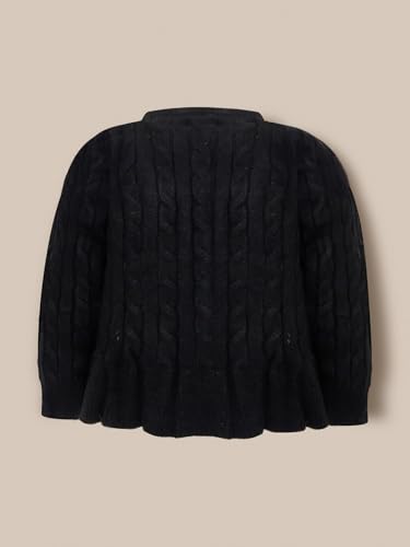 Cherry Crumble Black Cable Knit Full Sleeves Round Neck Fit & Flare Winter Girls Sweater - Image 3 thumbnail