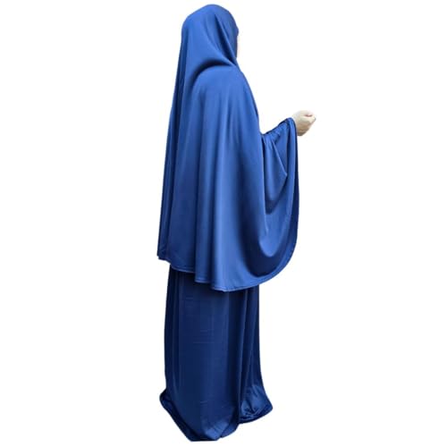 Yaqeen Lot de 2 pièces (foulard + jupe) - Taille unique - En lycra extensible - Idéal pour tous les jours/maison/travail/voyage/Hajj/Umrah/moustique/Madrassa/Ramadan/Aïd/cadeau, bleu marine, 40-42