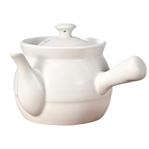 KCNN 煎じ薬鍋、漢方薬鍋、直火、ガス火、漢方薬鍋、家庭用、土鍋、健康スープ、シチュー鍋 (ホワイト,2.2L)