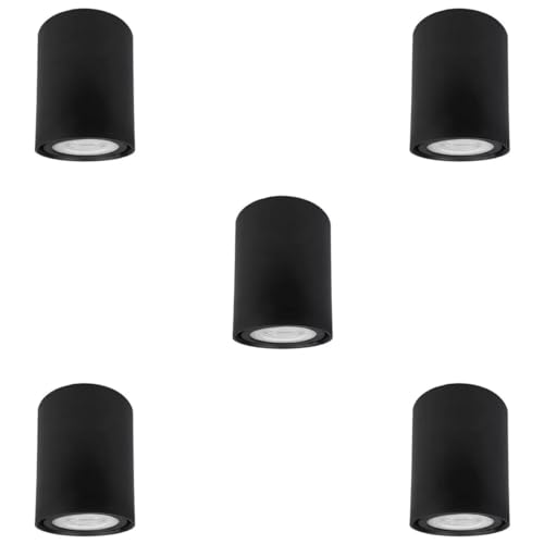 Kit 5x Spot Sobrepor 2292 Abs Direcionável Redondo Ø9cm X 12,5cm E27 P/ Par20 Preto (Preto)