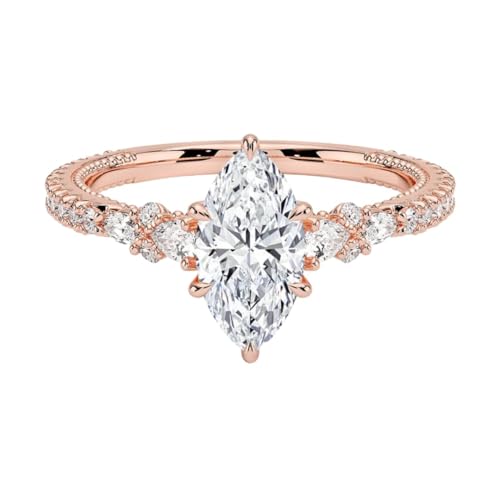 Certified 1,2,3 Carat Marquise Lab Grown Diamond (VS1 & VVS2) 10K 14K 18K Gold Wedding Engagement Ring For Womens Nature Inspired Moissaite Ring Christmas Gift3