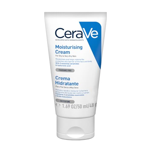 CeraVe Moisturizing Cream For Dry To Very Dry Skin (50ml) - Formulated with 3 Essential Ceramides And Hyaluronic Acid | Non-Comedogenic Moisturizer For Face and Body (Pack of 2)
