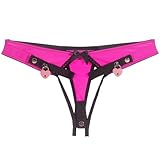 FREDORCH Female Invisible Chastity Belt Underwear Invisible Thong Pant with Anti-Off for Sissy Male Chastity Cage Devices Elastic Band Penis Cage Accessories (Pink with Lock, L)
