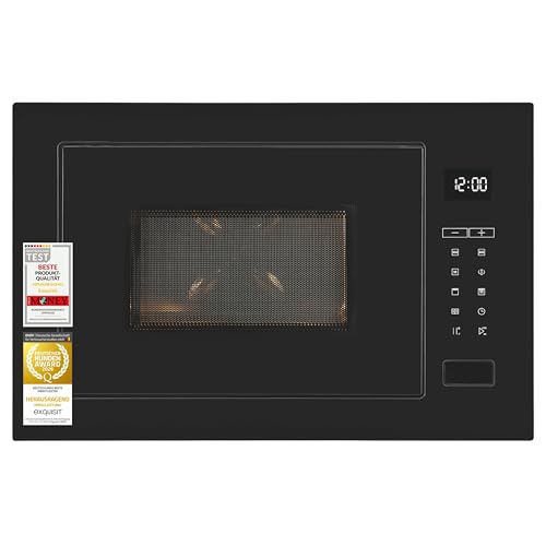 Exquisit Einbau-Mikrowelle EMW525-G-020 | 25 l Volumen | Mikrowelle 900 W, Grill 1200 W, 8 Automatikprogramme, Kombi-Funktion