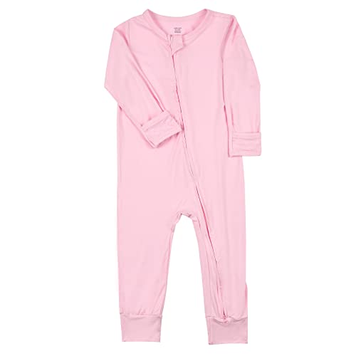 Image of Aablexema Baby Footless Pajamas Zipper with Mitten, Rayon from Bamboo, Infant Long Sleeve Romper Pjs