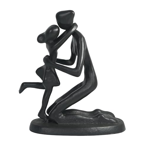 Estatua Abstracta Madre e Hija de Hierro Fundido Negra