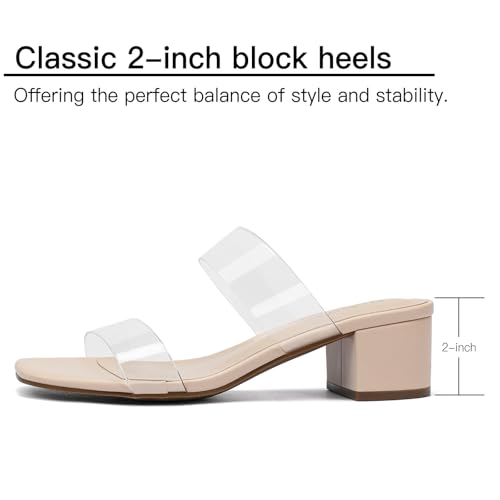 Image of Women's Heeled Sandals Two Strap Square Open Toe Heels 2-Inch Chunky Sandals Dress Shoes Wide Feet Friendly
