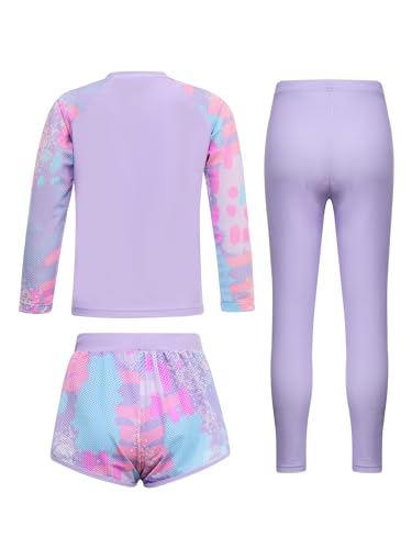 Yartina Girls Rash Guard Swimsuit Long Sleeve Swim Shirts with Long Pants Shorts Set Sun Protection Beachwear4