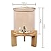 1.3 Gallon Beverage Dispenser 5 L Glass Drink Dispenser for Both Iced or Hot Drinks with Wood Stand & Extra Replacement 304 Stainless Steel Faucet Sets for Glass Jar Container by U.S. SOLID