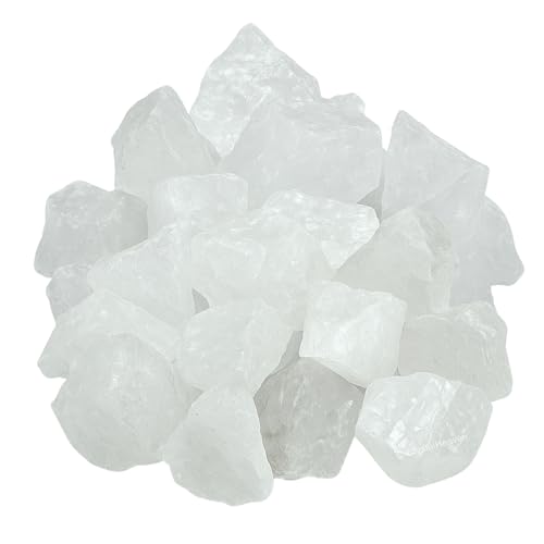 Certified Sphatik Clear Quartz Crystal Healing Rough Stone, Natural Raw Crystals for Manifestation, Meditation and Reiki Healing (2 Pieces)