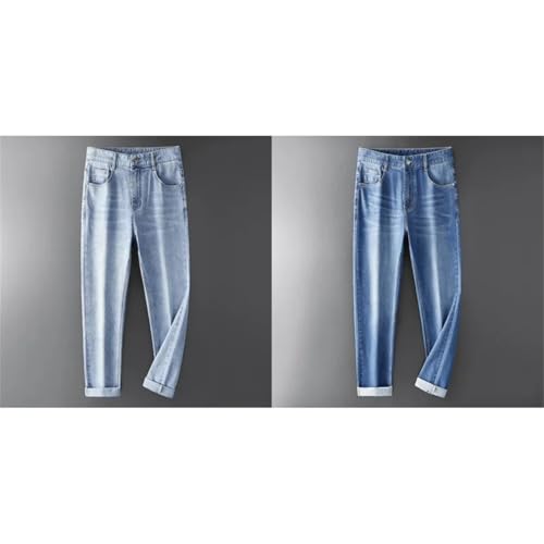 Men's Washed Straight Leg Jeans Spring Summer Mid Waist Light Stretch Denim Pants Casual Fit4