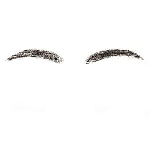 CliCling 100% Human Hair Full Hand Tied Fake Eyebrows for Women Re-Usable Lace Base Three-Dimensional Makeup Realistic False Brows (MMD2-1B Black)