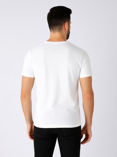 Image of Friskers Men's V-Neck Short Sleeves Cotton T-Shirt - Casual T-Shirt, Regular Fit