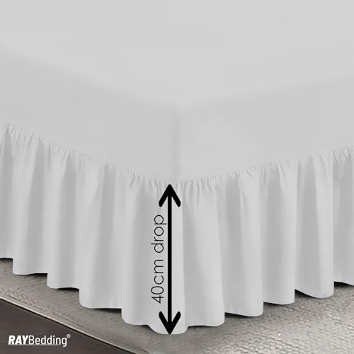 Valance Double Fitted Sheet 100% Egyptian Cotton 400 Thread Count Frill Bed Sheets Double Super Soft Breathable & Luxury Deep Fitted Base Valance Sheets