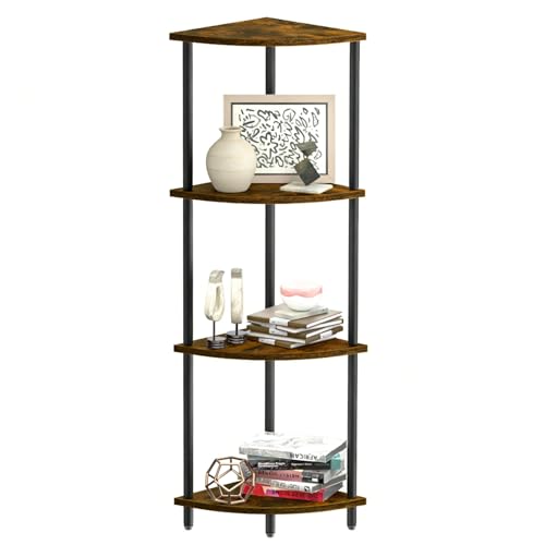 SRIWATANA 4-Tier Standing Corner Shelf, 42.9' Corner Shelf Stand for Small Space, Corner Display and Storage Shelf for Bedroom, Living Room, Home Office