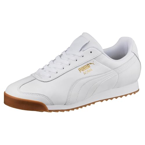 PUMA Men's ROMA CLASSIC GUM Sneaker, Puma White-Puma Team Gold, 10.5