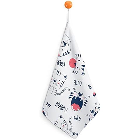 Cartoon Little Tiger Hand Towels Kitchen Hand Towels With Hanging Loop, Decorative Bathroom Towel For Hand, Hair, Dishcloth, Kitchen And Bath 30x30cm Cover