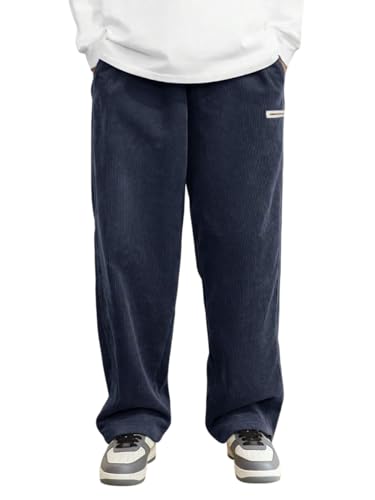 Image of KOTTY Men's Solid|Button|Wide|Loose fit|Corduroy Trousers & Pant for Men