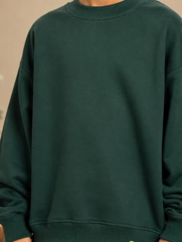 Image of KiddoPanti Boys Solid Round Neck Full Sleeve Fleece Sweatshirt | 60% Cotton 40% Polyester | Soft Warm Winter Pullover | Ribbed Cuffs & Hem | Casual Winter Sweatshirt for Kids