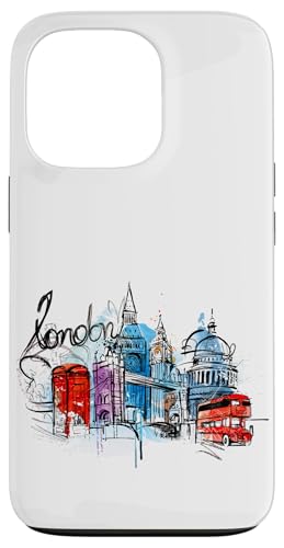 Cool Sketch Hand Drawn London Skyline Landmarks Illustration X}zP[X iPhone 13 Pro p