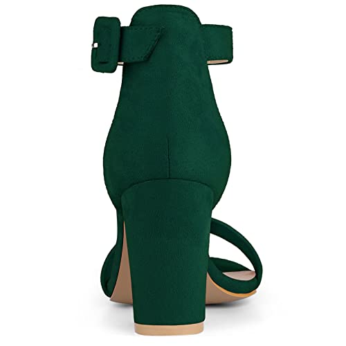 Image of Allegra K Women's Open Toe Chunky High Heel Buckle Ankle Strap Sandals | 3 3 /8 inches Heels with Faux Suede, Comfortable Block Heels Sandal for Women, Summer Dressy Shoes