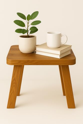 Image of SBF Furniture Mini Rectangle Side Table, 35 cm, Matte Finish, Modern Minimalist Design, 4 Angled Legs (Yellow)