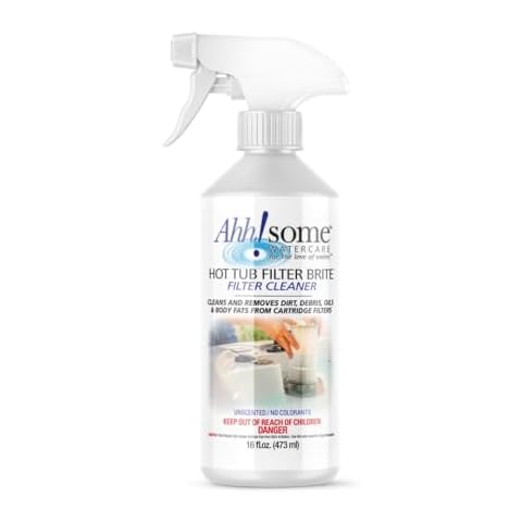 Ahh-Some Hot Tub & Pool Cartridge Filter Cleaner Brite, Professional Grade Spa Filter Degreaser & Cleaner for Crystal Clear Water, No Soak Solution, Improves Filter Efficiency & Pool Cartridge Life Cover