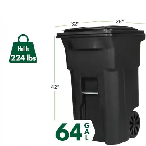 RV12 64-Gallons Black Plastic Wheeled Trash Can With Lid Outdoor thumb #1