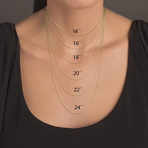 Solid 10k Yellow Gold .5mm Carded Cable Rope Chain Necklace3