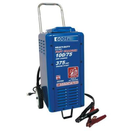 Associated Equipment 6001A 6/12V 100/75 Amp Continuous Charge 375 Amp Cranking Assist Charger with Wheels