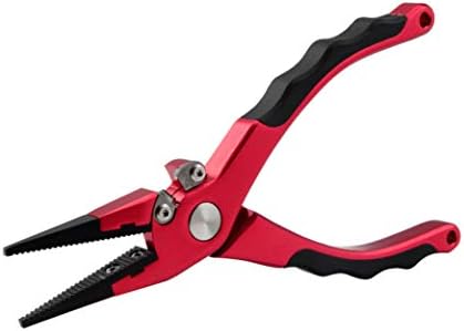 Bite Fishing Tackle Professional Aluminum Saltwater Fishing Pliers Tungsten Carbide Cutters (red)