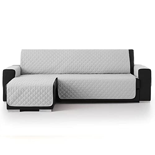 Funda Sofa Chaise Longue con Asientos Deslizantes: Compra y Diseña tu Sofá Perfecto Lanovenanube - Funda Chaise Longue Acolchado Mallorca - Práctica - Izquierda 200 cm - Color Gris Claro C21