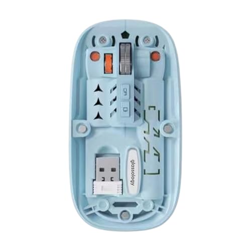 Image of Glassology Transparent 2.4GHz Wireless + Bluetooth Mouse, Multi-Device Dual Mode Slim Rechargeable Silent Click Buttons Wireless BT Mouse, Adjustable DPI 800-1200-1600 Blue