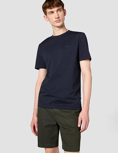 BOSS Herren Kleinem Logo aus Baumwolle mit Rundhalsausschnitt T-Shirt, Basic Navy, Groß – Ansicht 4