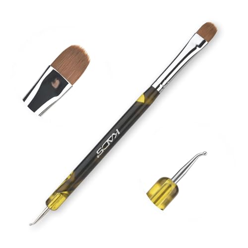 KADS French Brush Acrylic Sable Brush 2 Way Acrylic Professional French Manicure Clean-up Brush Nail Art Brush Nail Dotting Pen (#12)