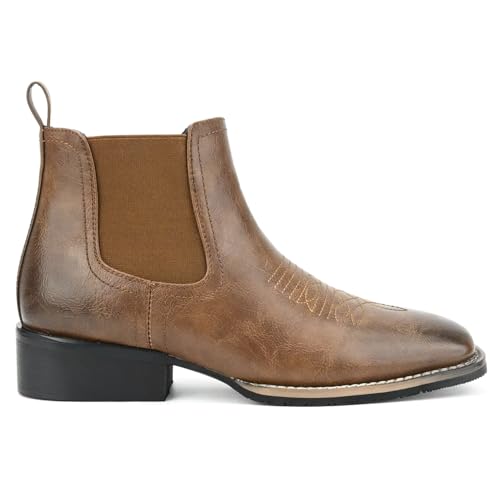 Western Cowboy Boots for Men Square Toe Comfortable Ankle Retro Stylish Boots2