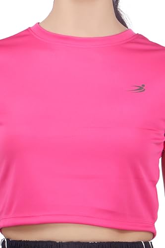 Image of Amazon Brand - INKAST Women Solid Fitted T-Shirt | Active Wear Crop Tops | Casual Sport Wear | Gym | Training | Running | Workout | Crew Neck