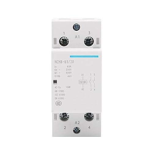 Contactor modular de CA doméstico NCH8-63/20, 220 V, 230 V, 63 A, 1 NA, 1 NC, 2 NA, 2 NC, 1 unidad(NCH8-63A-02 2NC)