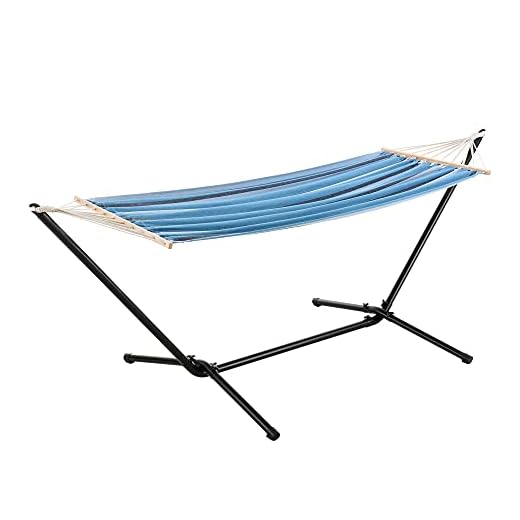 [en.casa] Hamaca con Soporte 300 x 120 x 105 cm Conjunto Completo Silla Colgante para Jardín Balcón Terraza Cámping hasta 120kg Exterior y Interior Rayos Azules