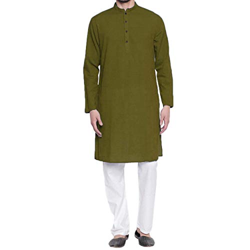 Herren Only Kurta Baumwolle Traditionelle Festival Jahreszeit Hochzeit jeden besonderen Anlass Gr. M, olivgrün Cover