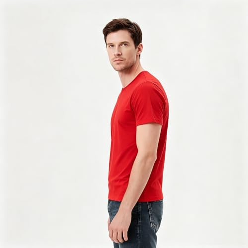 Image of ORJ 2 Pack Men t Shirts Crew Neck Short Sleeve Men's Undershirt Plain Polyester tee Bulk Stretch Soft Tees