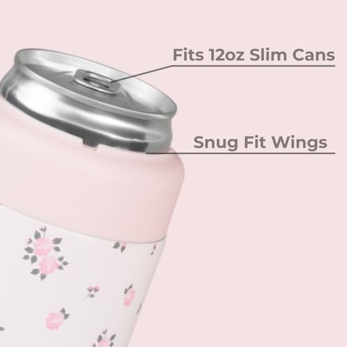Image of HydroJug Slim Can Cooler 12 oz, Stainless Steel Can Holder, Wildrose