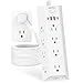 HOPOW Surge Protector Power Strip, 5FT Extension Cord with 12 AC Outlets & 4 USB Ports (2 USB C), Wall Mount, Flat Plug Charging Station, 1700 Joules Surge Protector for Home Office, White
