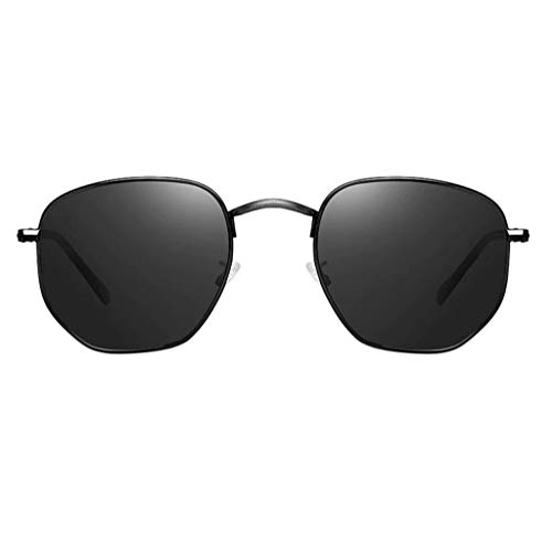 Óculos de Sol Geométrico Masculino Feminino em Aço Proteção UV Retro Vintage Unissex Preto