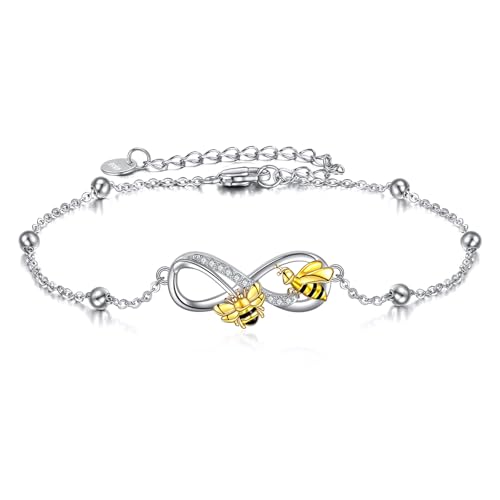 Image of POPLYKE Ladybug /Dragonfly /Bee /Paw Bracelet for Women Sterling SIlver Bracelet /Anklet Jewelry Gift for Women