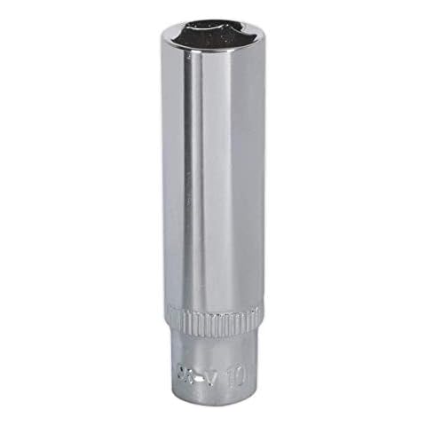 Sealey SP1410D Walldrive Fully Polished Deep Socket, 1/4" Square Drive, 10mm ,Silver Cover